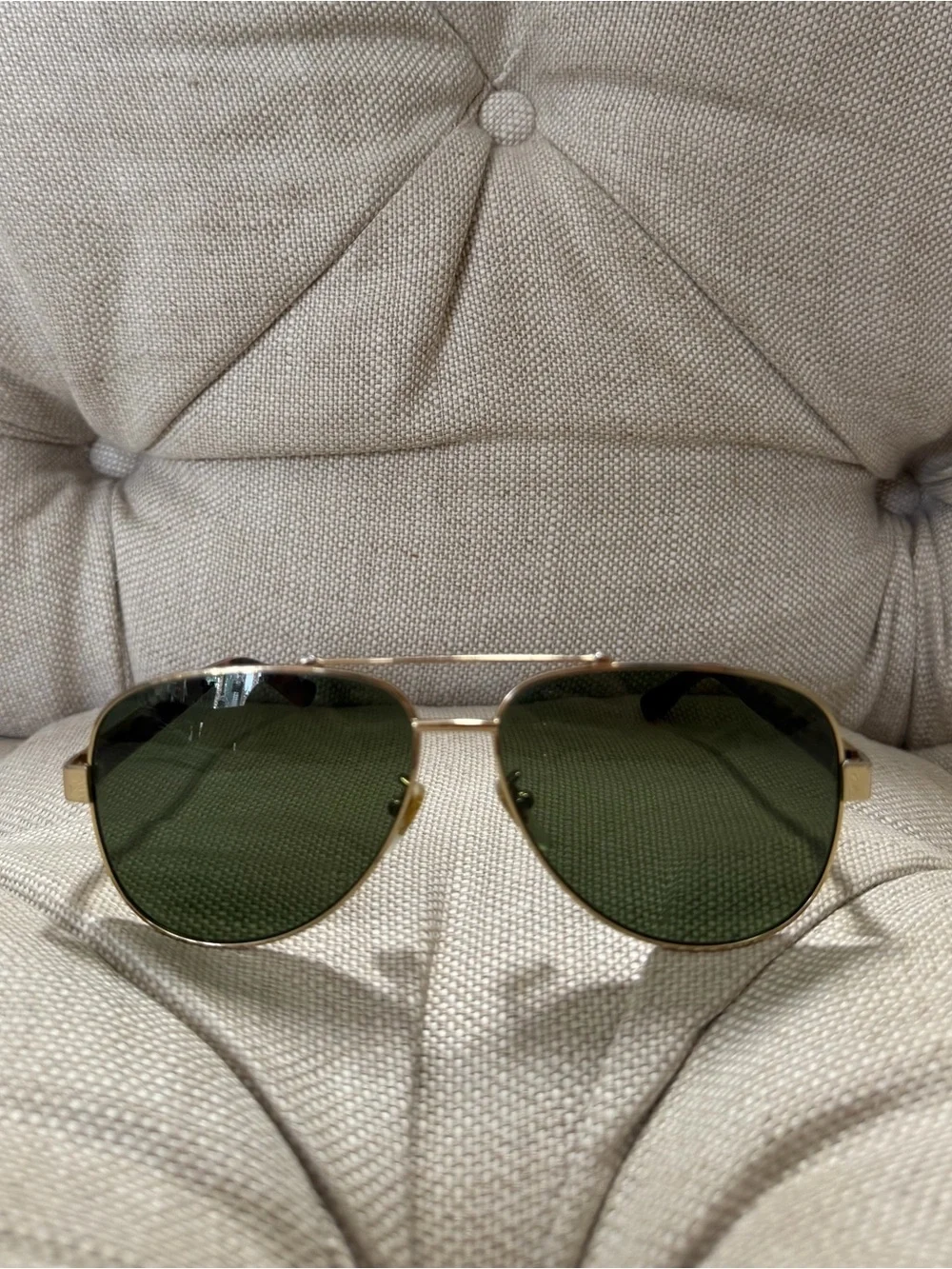 🐍Authentic GUCCI Green Havana Tortoise Pilot Aviator Sunglasses GG0528S